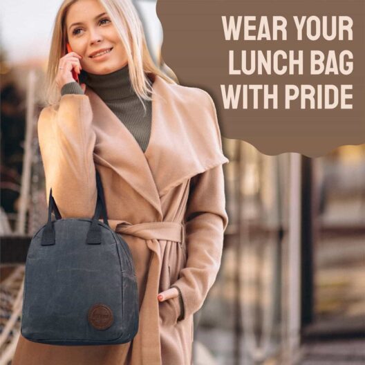 Asebbo Insulated Waxed Canvas Lunch Bag - Elegant Grey