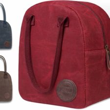 Asebbo Insulated Waxed Canvas Lunch Bag Passion Red